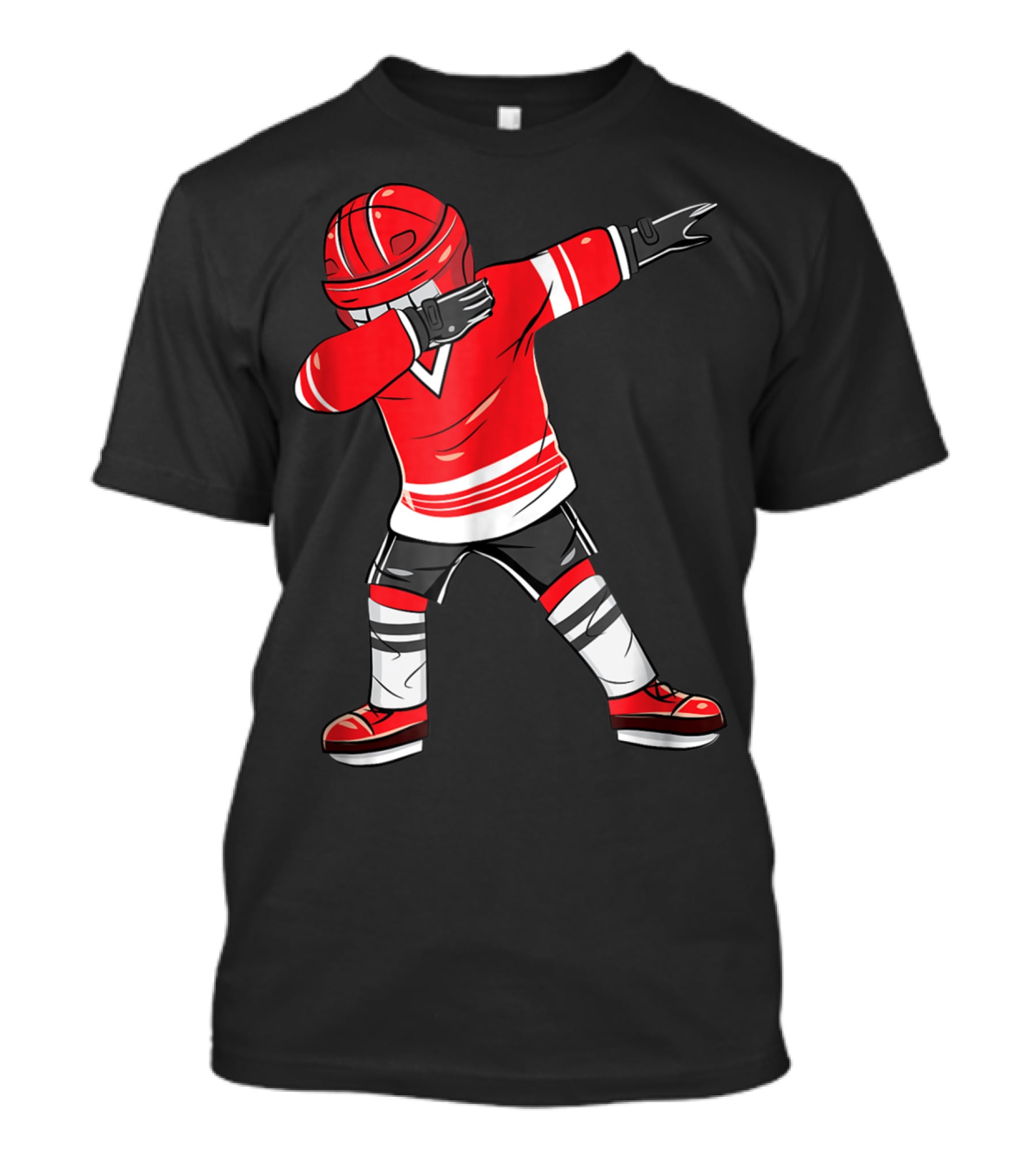 Dabbing Ice Hockey Funny Dab Squad Red Jersey T-Shirt