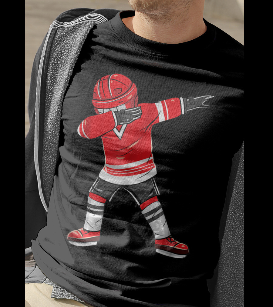 Dabbing Ice Hockey Funny Dab Squad Red Jersey T-Shirt
