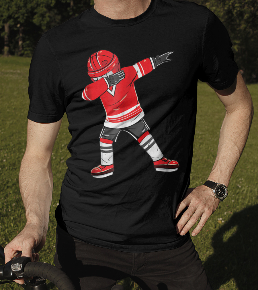 Dabbing Ice Hockey Funny Dab Squad Red Jersey T-Shirt