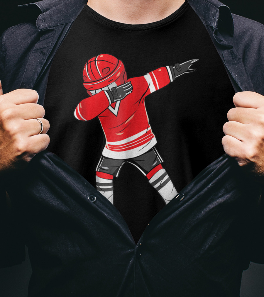 Dabbing Ice Hockey Funny Dab Squad Red Jersey T-Shirt