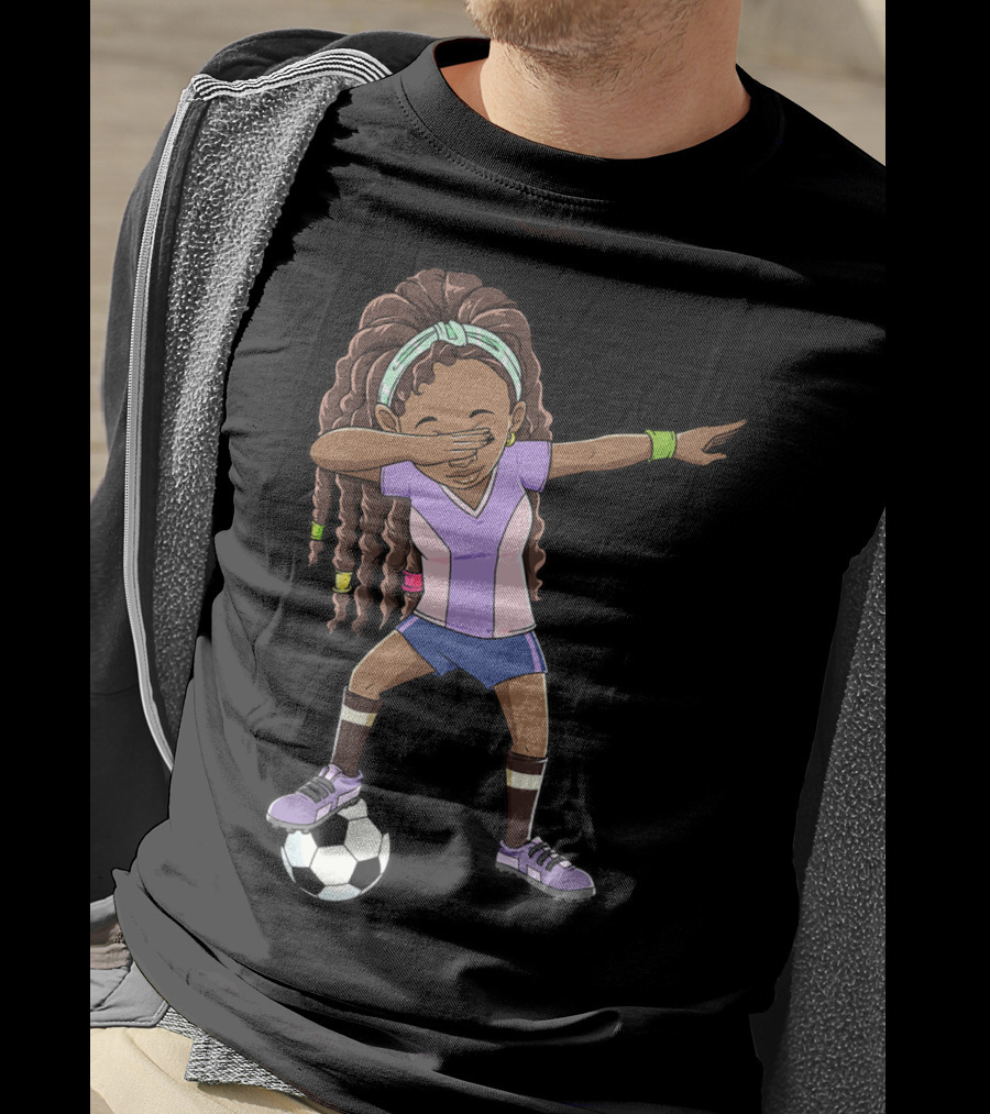 Dabbing Soccer Girls Black Queen Funny Football Youthful Sports Pose T-Shirt