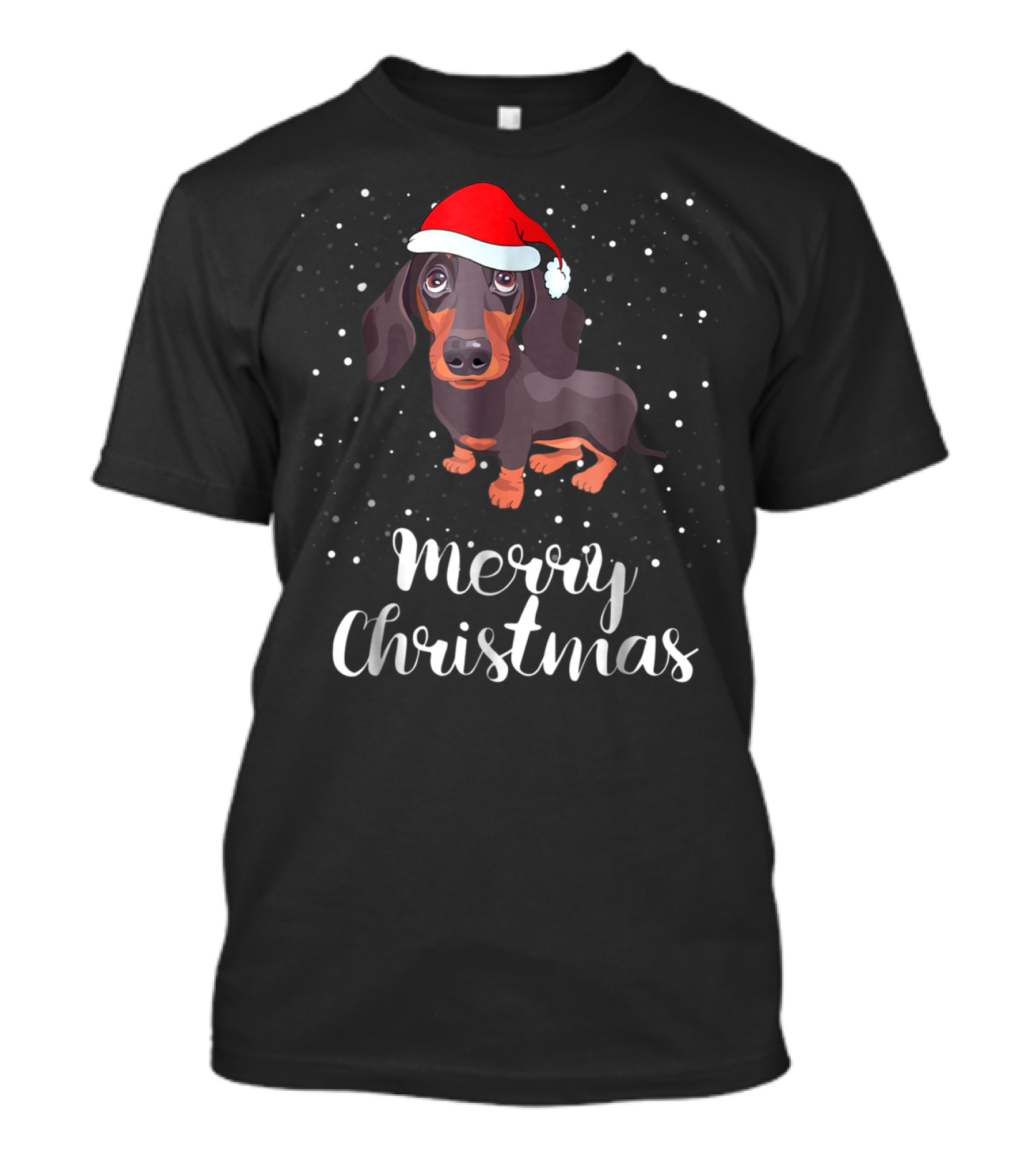 Merry Christmas Dachshund Santa Hat Matching Family Group T-Shirt