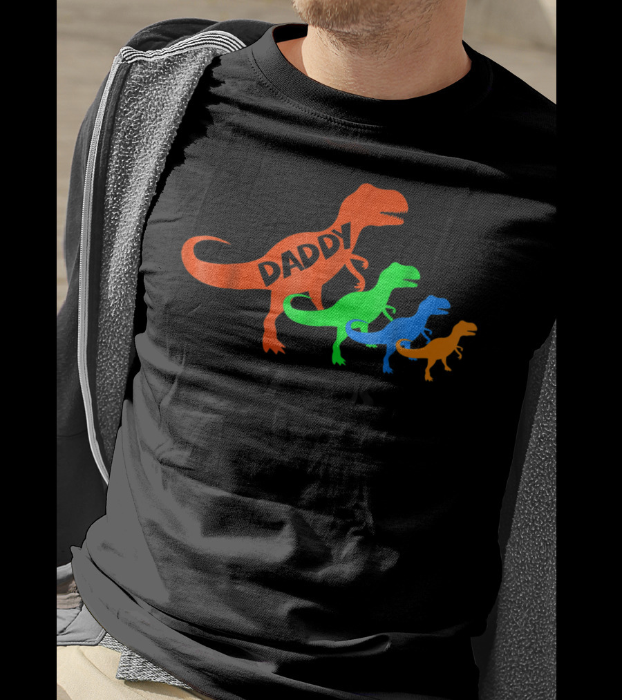 Daddysaurus Rex Dinosaur Family Colorful T-Shirt