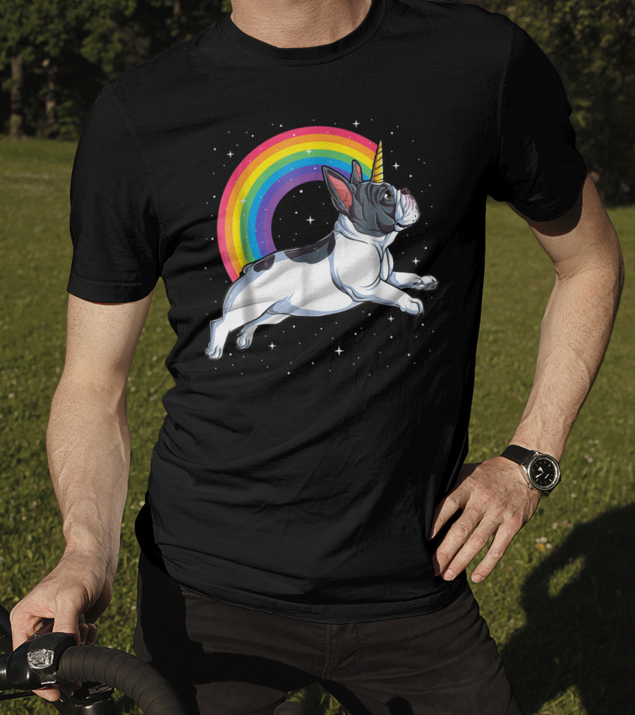 Frenchicorn7 Kids French Bulldog Unicorn With Rainbow Stars T-Shirt