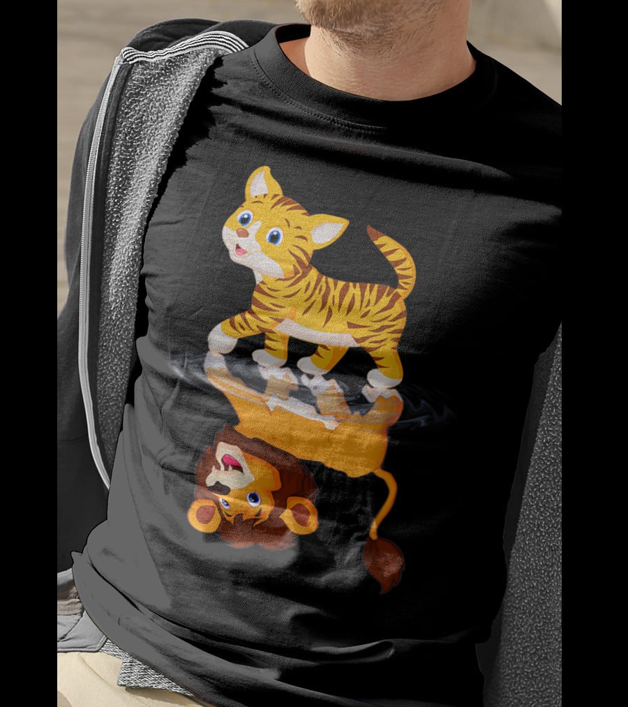 Funny Cat Lover Bengal Cat Reflection As Bengal Tiger T-Shirt
