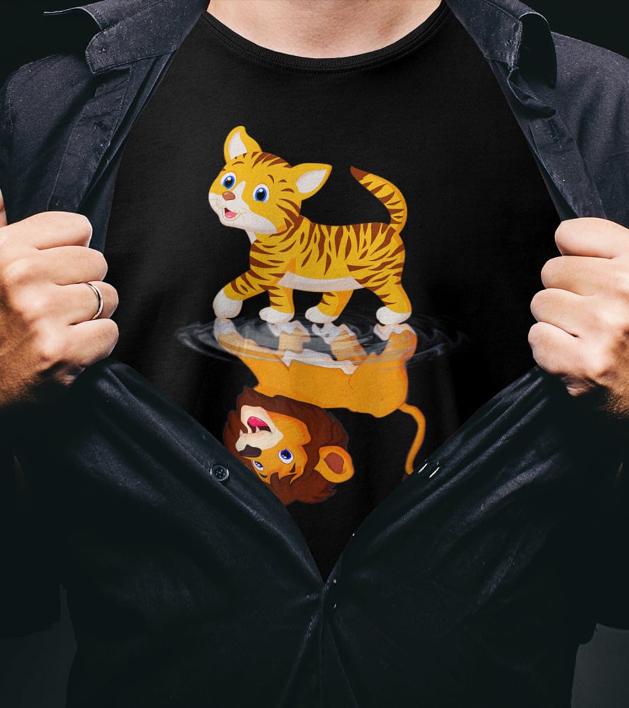 Funny Cat Lover Bengal Cat Reflection As Bengal Tiger T-Shirt