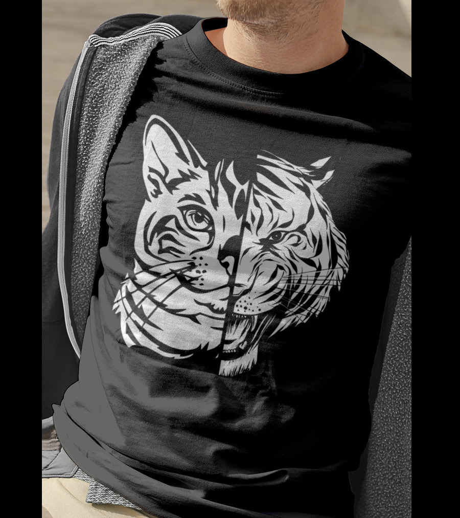 Funny Cat Lover Bengal Cat Shadow Bengal Tiger Fusion T-Shirt