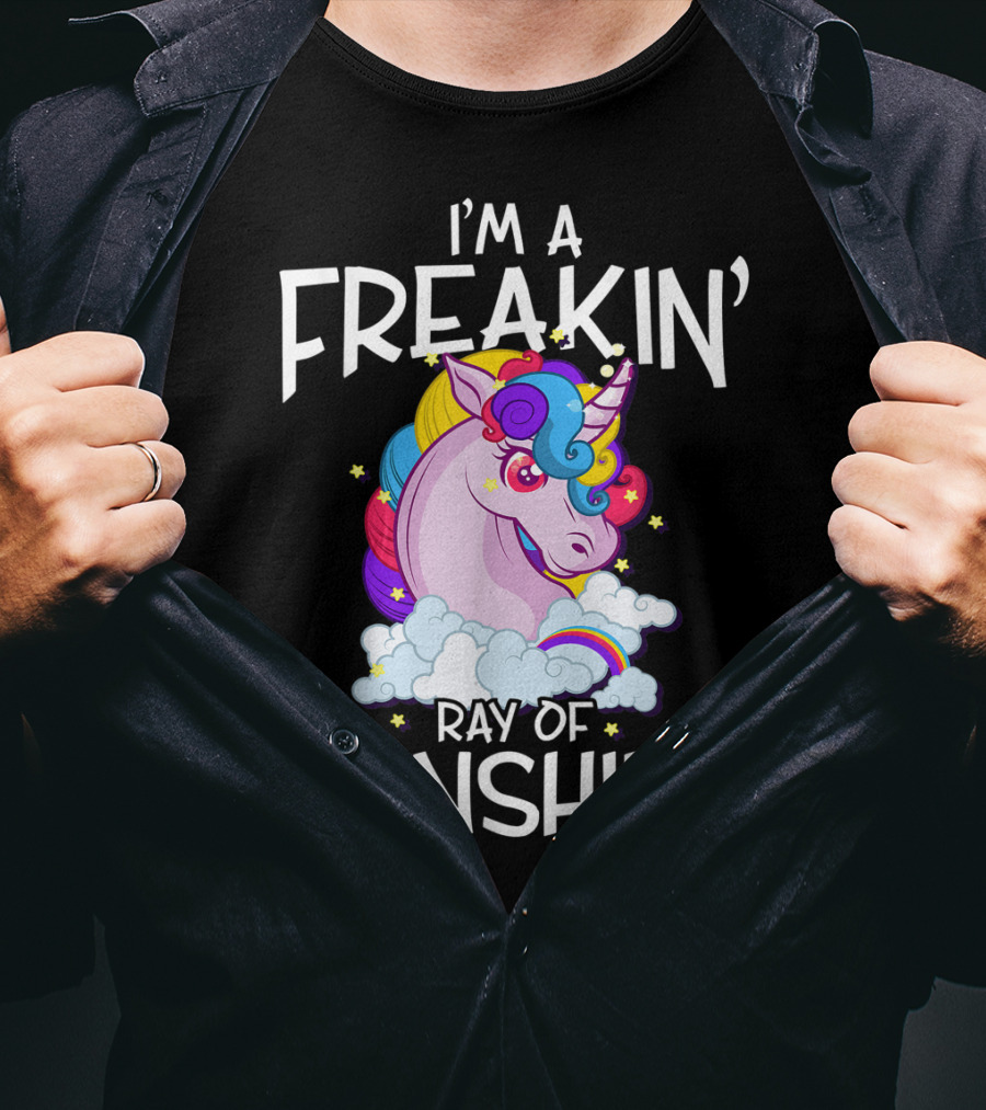 I'm A Freakin' Ray Of Sunshine Rainbow Unicorn Vintage 1970s 1980s T-Shirt