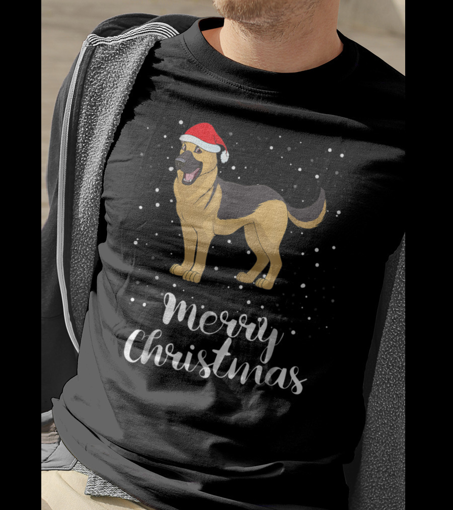 Merry Christmas German Shepherd Family Santa Hat T-Shirt