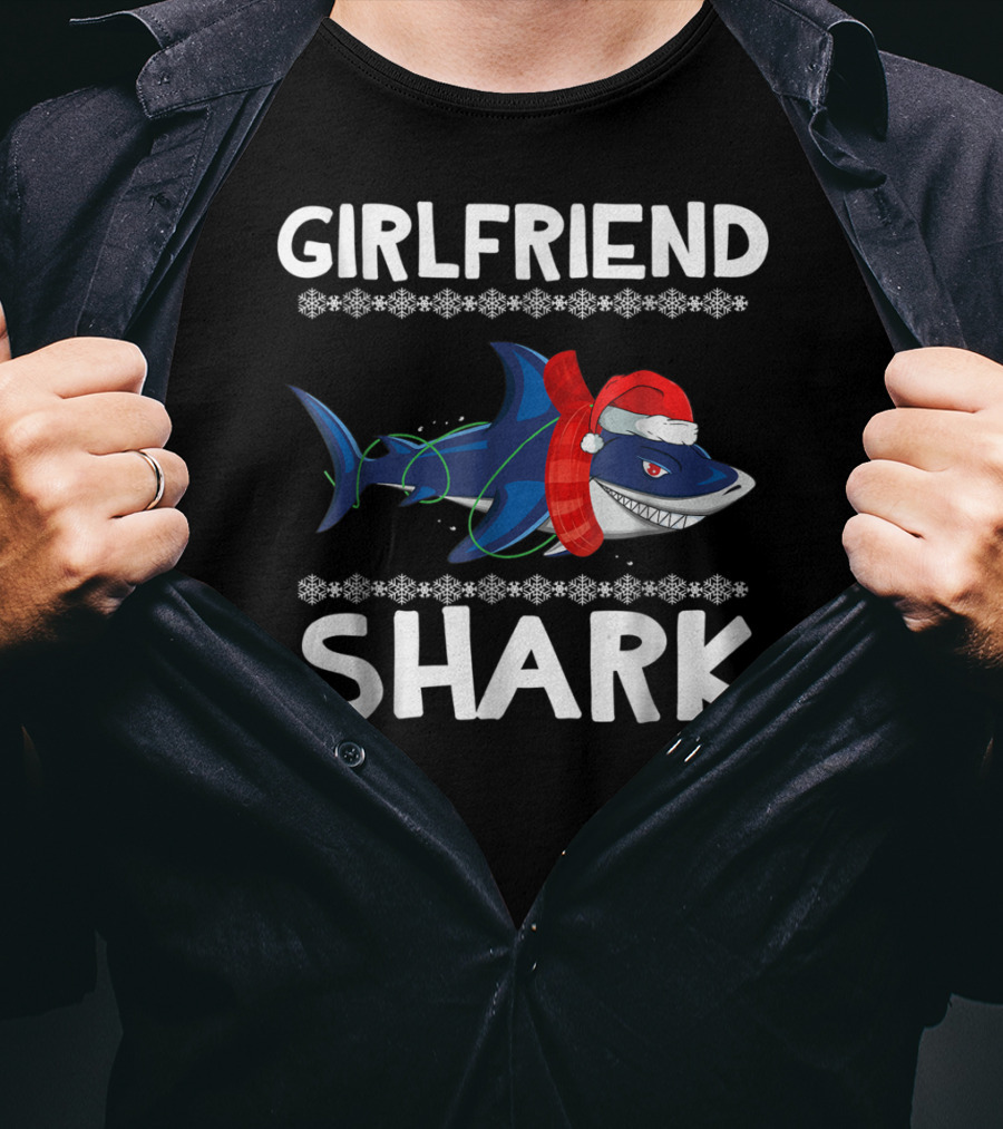 Girlfriend Shark Ugly Christmas Family Holiday T-Shirt
