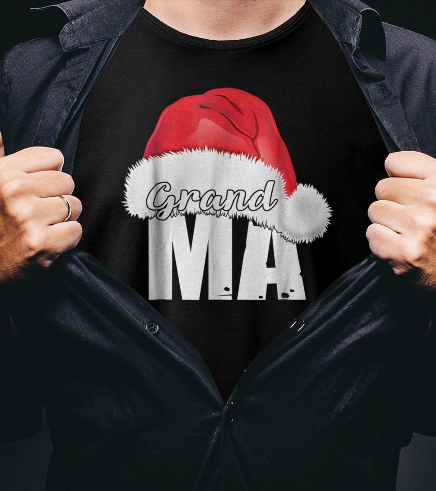 Grandma Christmas Santa Hat Family T-Shirt