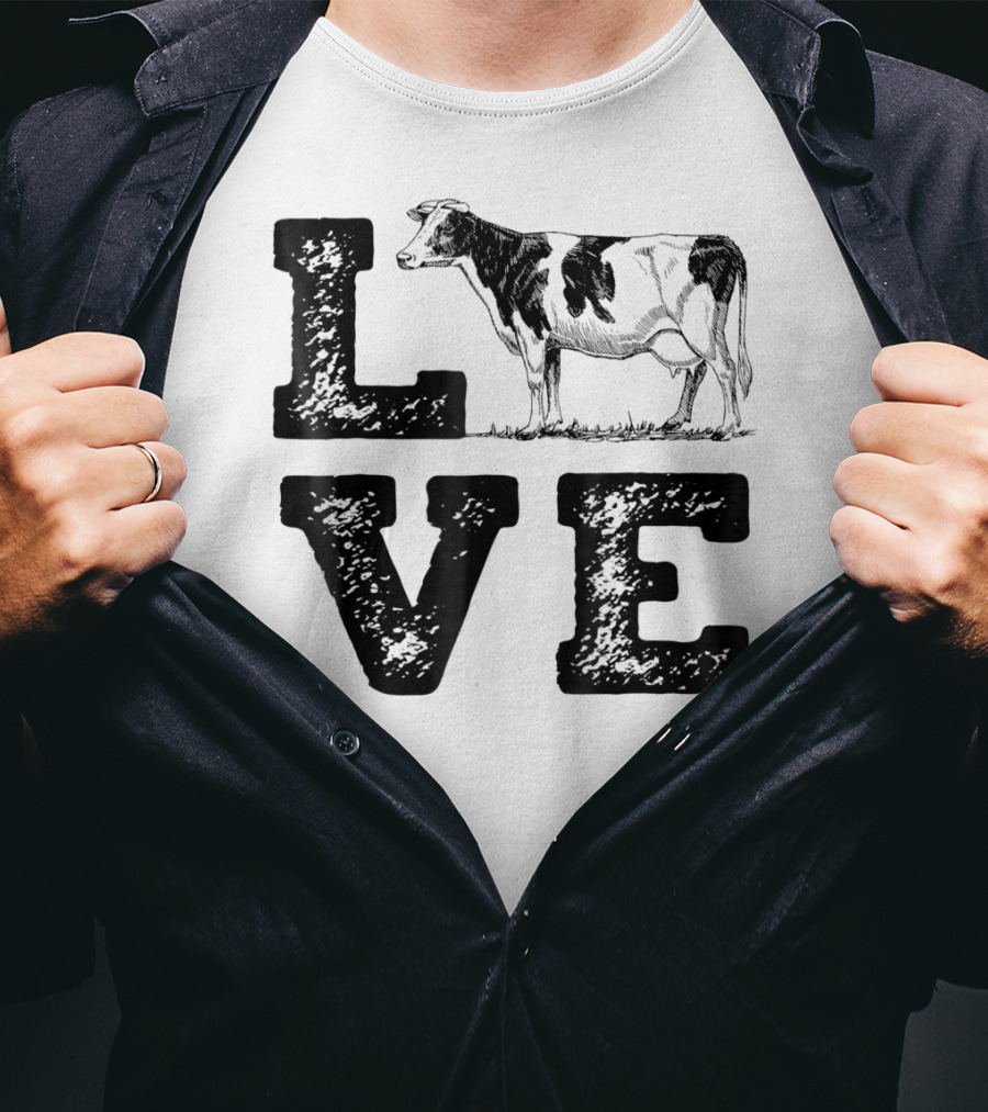 LOVE Cows Cow Lovers Farm Girls Women Farmer T-Shirt