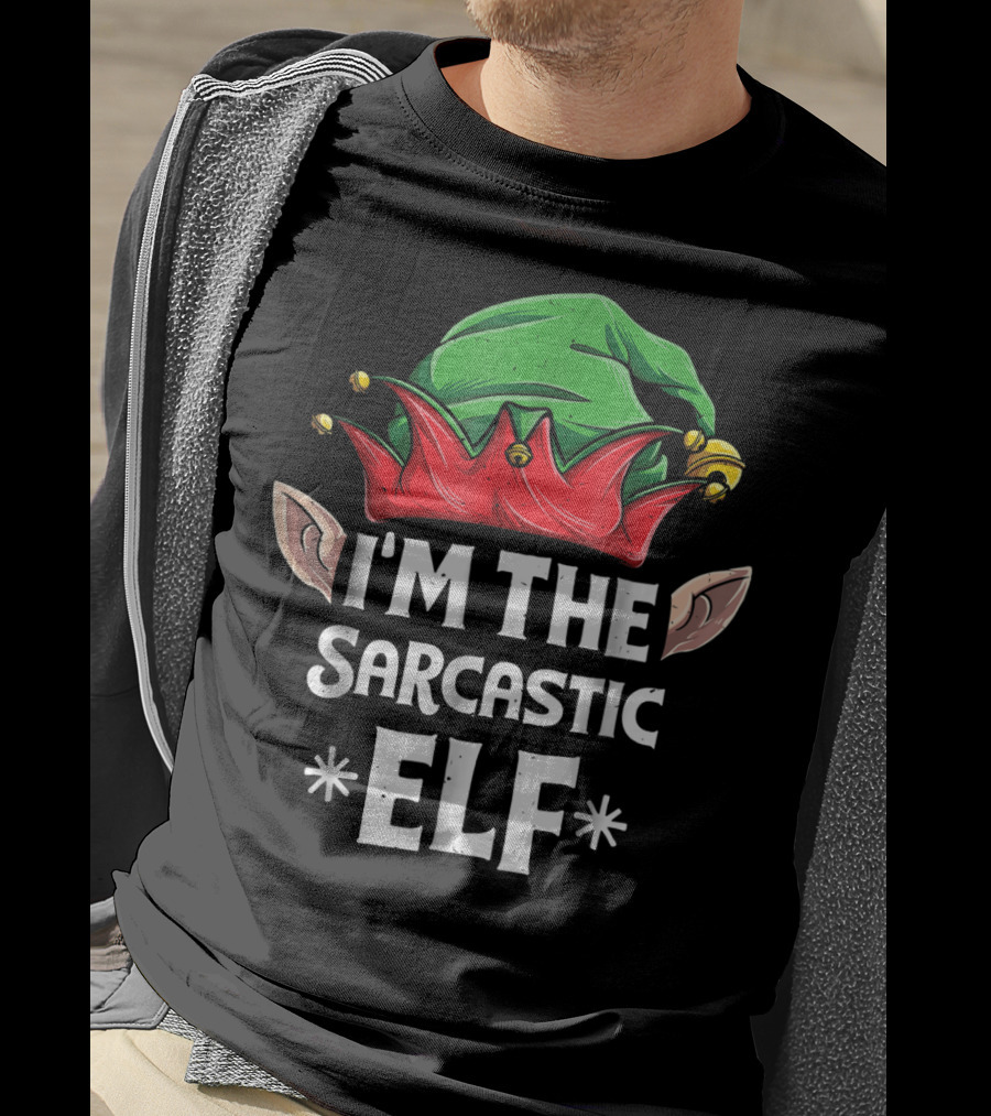 I'm The Sarcastic Elf Christmas Family Matching Hat And Ears T-Shirt