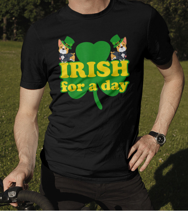 Irish For A Day Shamrock Pembroke Welsh Corgi T-Shirt
