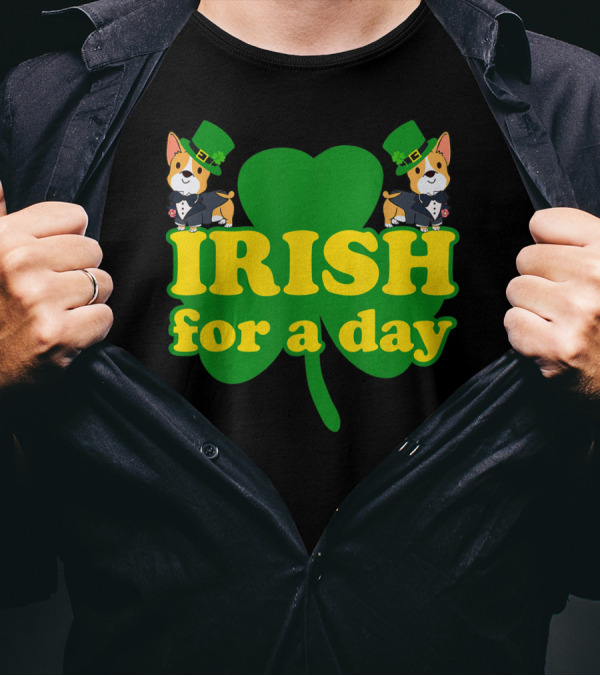 Irish For A Day Shamrock Pembroke Welsh Corgi T-Shirt