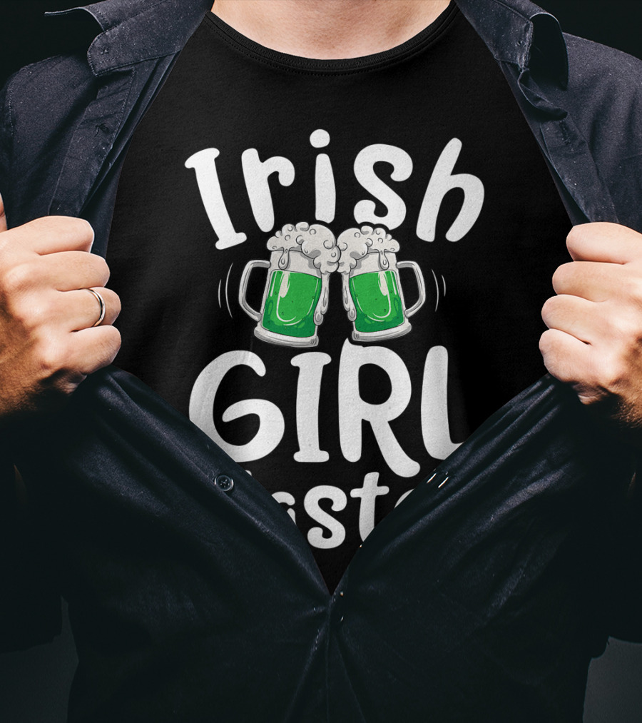 Irish Girl Wasted St Patricks Day Green Beer Cheers Women Drinking T-Shirt
