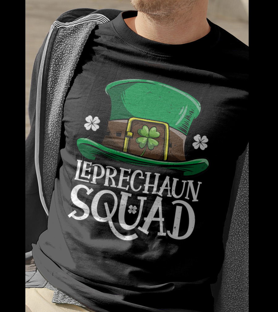 Leprechaun Squad St Patricks Day Costume12 Green Hat Clover Shamrock T-Shirt
