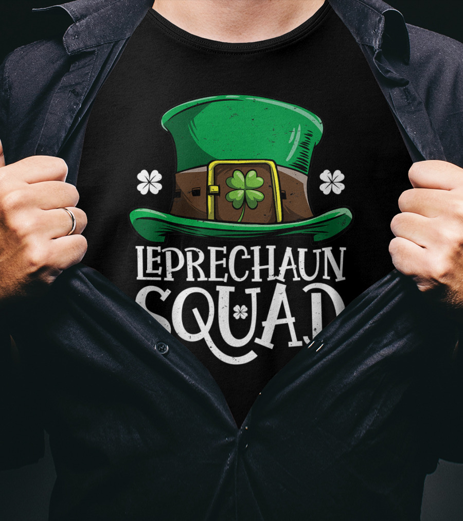 Leprechaun Squad St Patricks Day Costume12 Green Hat Clover Shamrock T-Shirt