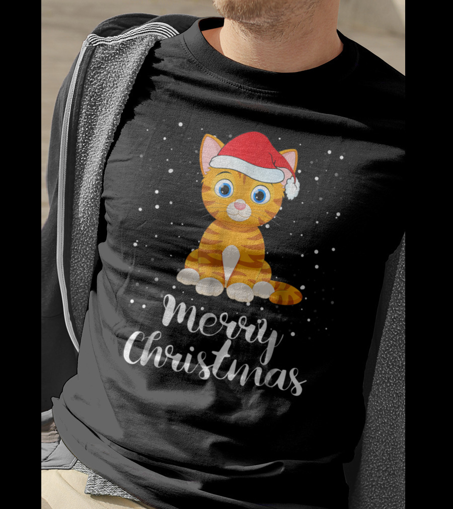 Merry Christmas Cat Funny Christmas Matching Family Group T-Shirt