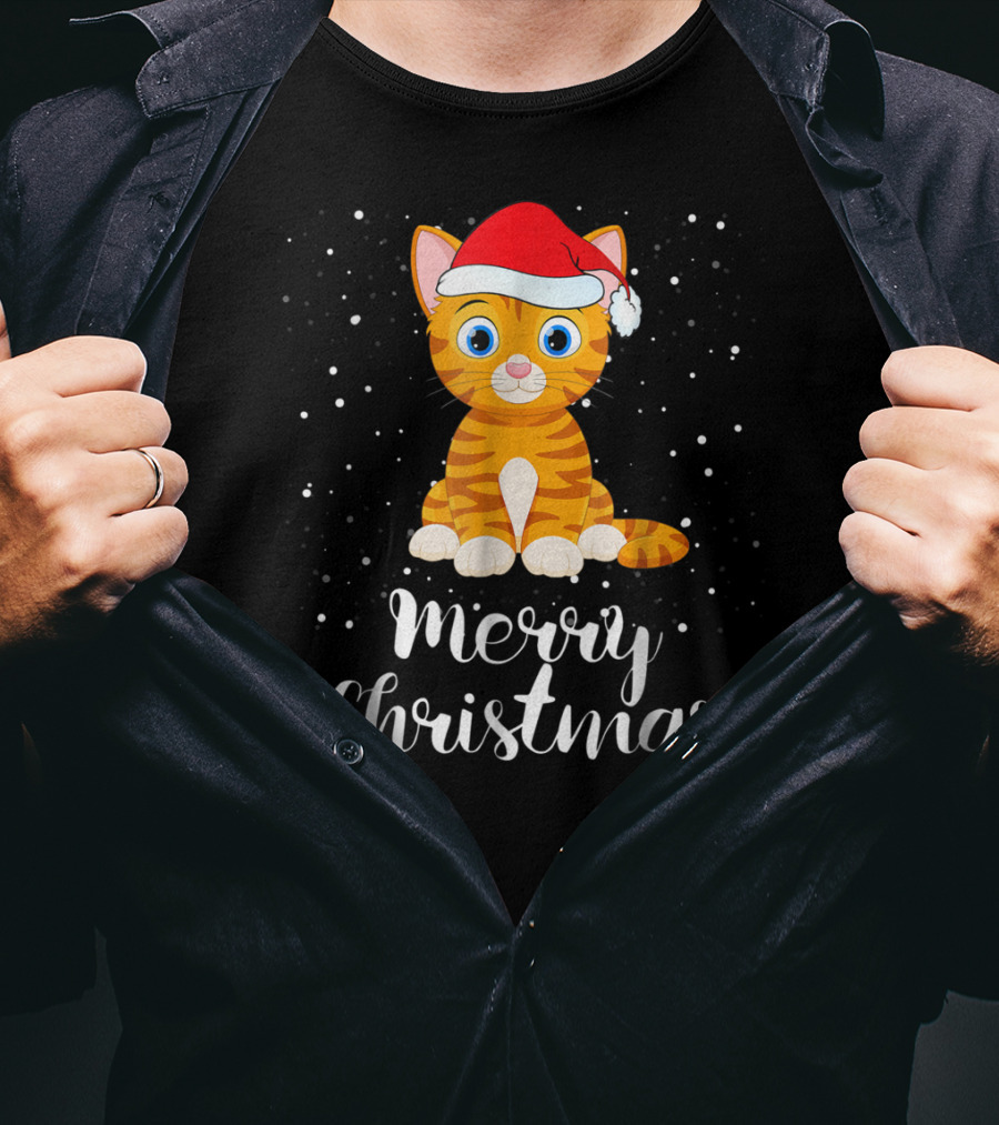 Merry Christmas Cat Funny Christmas Matching Family Group T-Shirt