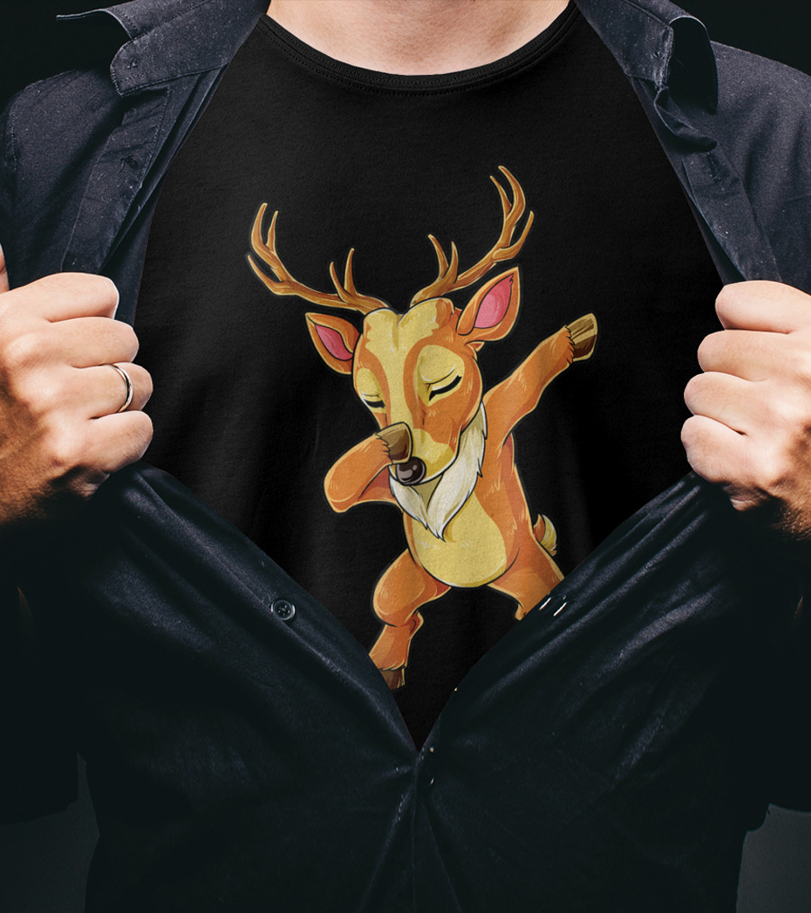 Christmas Reindeer Dabbing Boys Fun T-Shirt