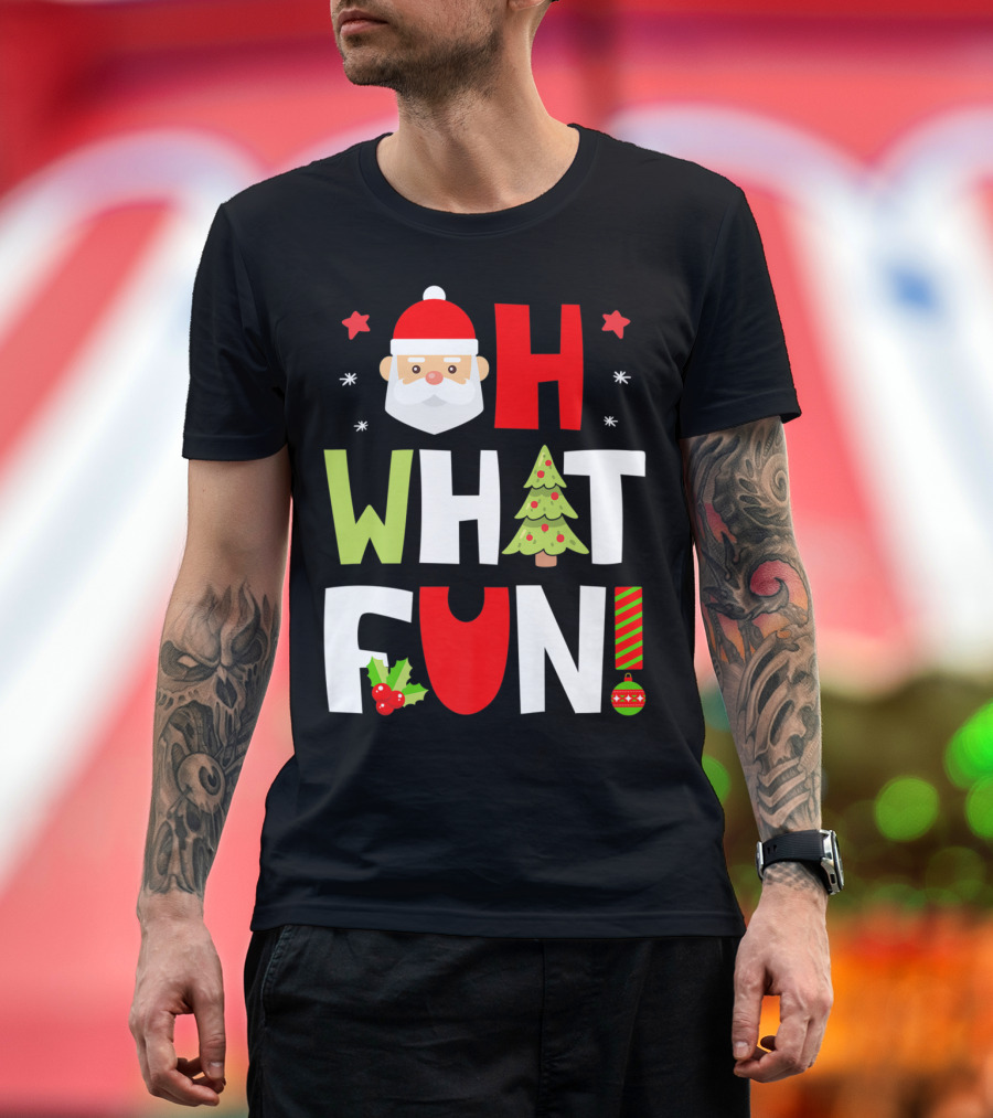 Christmas Kids Boys Oh What Fun Santa Xmas Tree T-Shirt