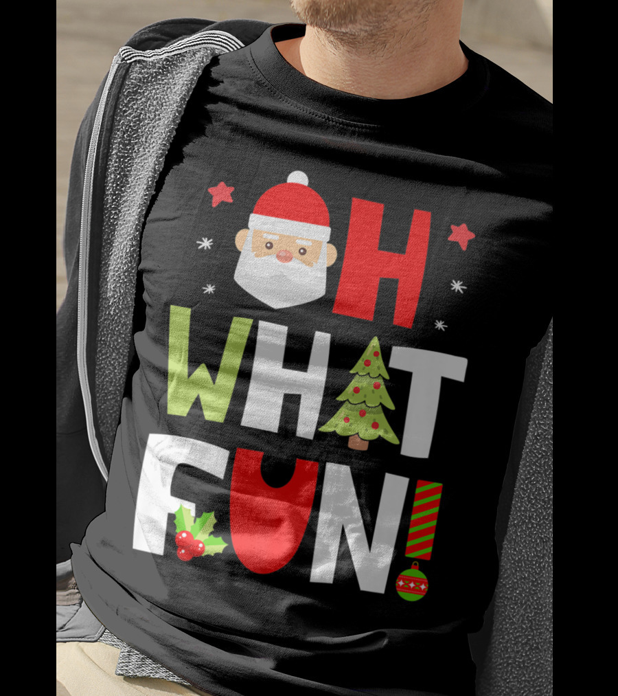 Christmas Kids Boys Oh What Fun Santa Xmas Tree T-Shirt