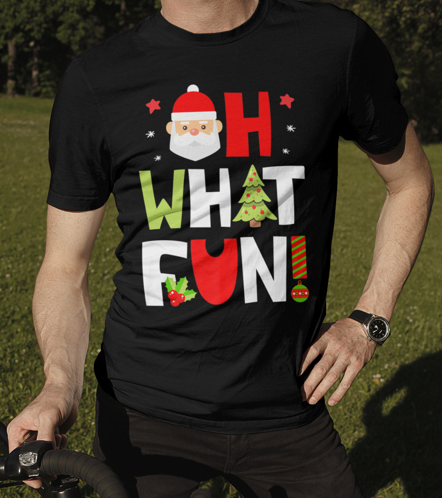 Christmas Kids Boys Oh What Fun Santa Xmas Tree T-Shirt