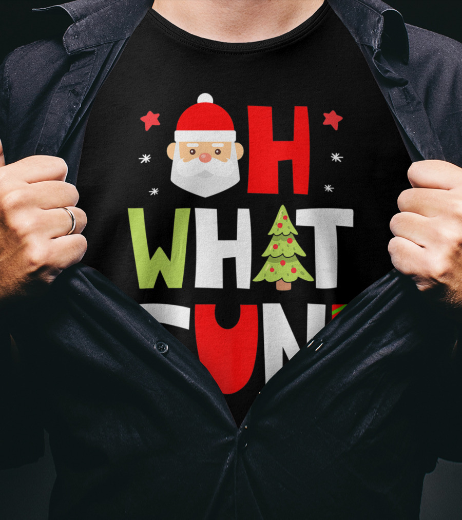 Christmas Kids Boys Oh What Fun Santa Xmas Tree T-Shirt