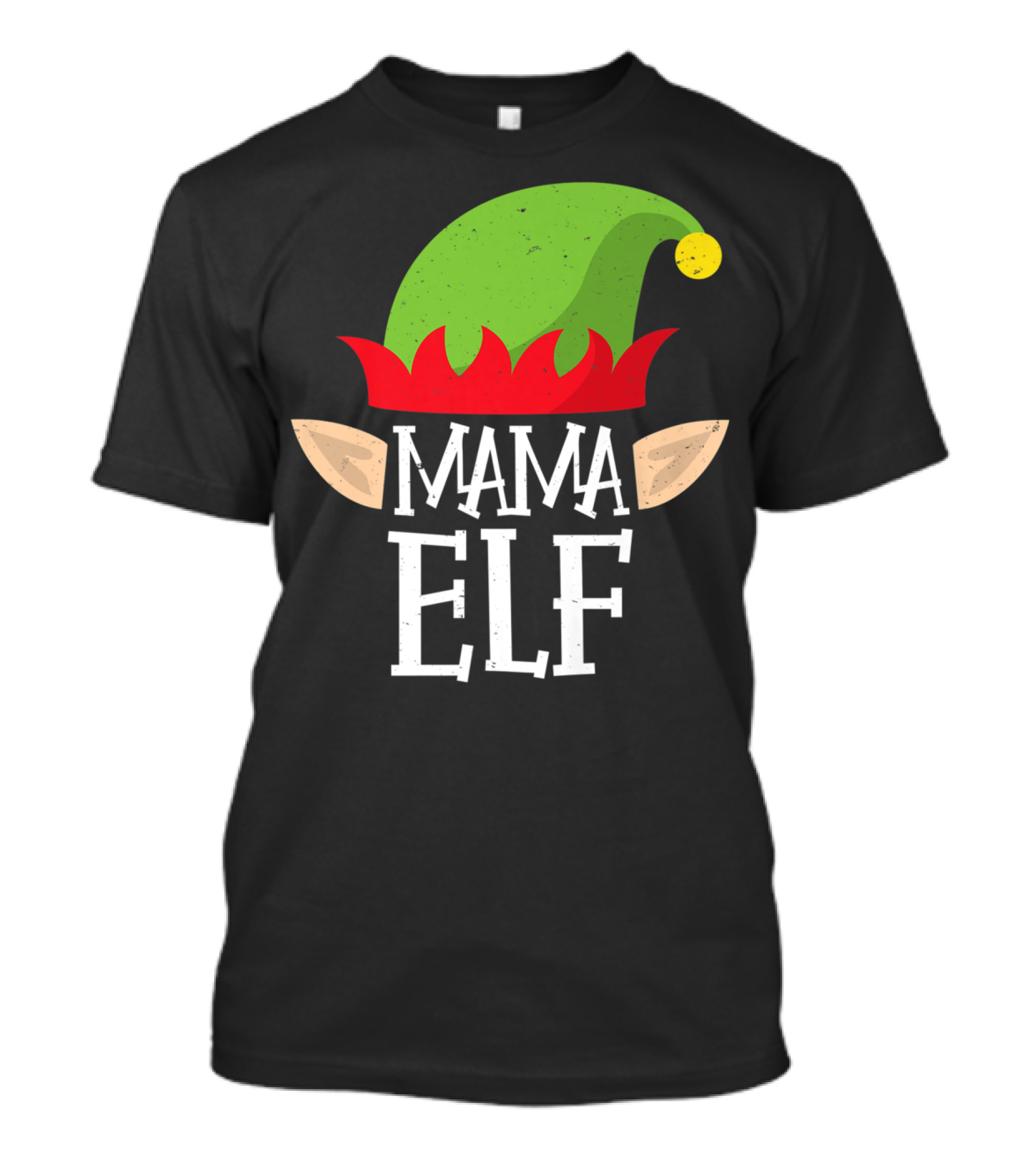 Mama Elf Christmas Matching Family Elves Hat And Ears T-Shirt
