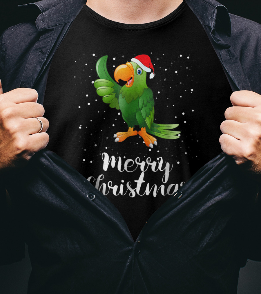 Merry Christmas Parrot Funny Matching Family Group T-Shirt