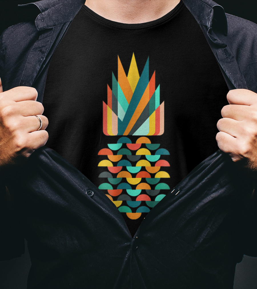 Pineapple Aloha Hawaiian Low Poly Geometric Multicolor T-Shirt