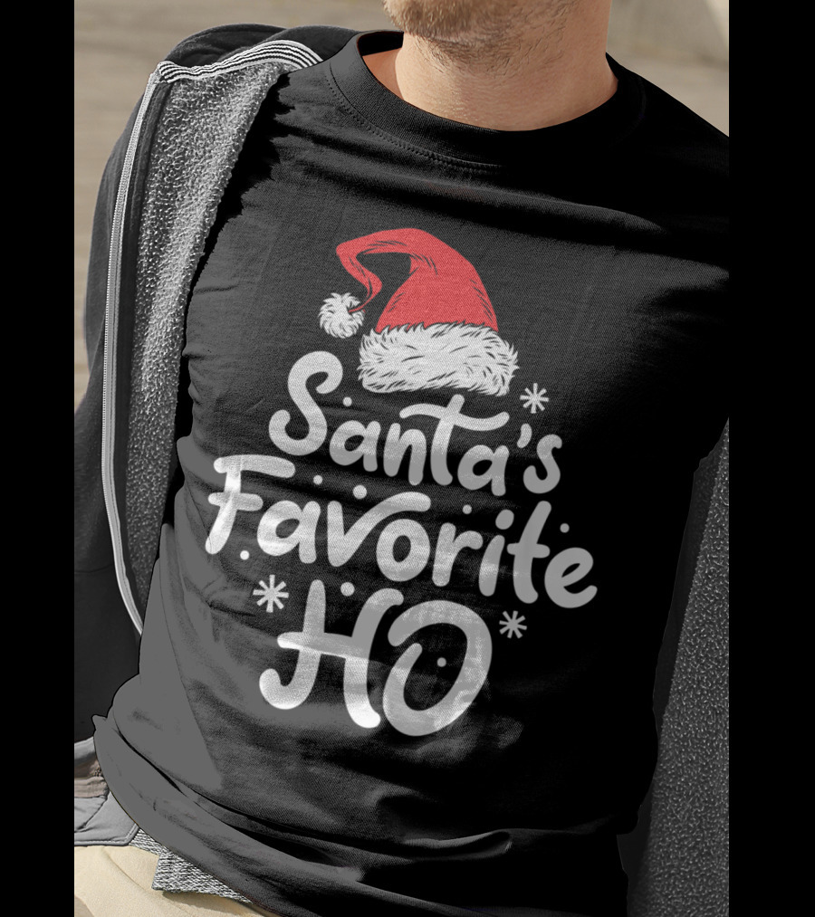 Santa's Favorite Ho Christmas Women Santa Hat T-Shirt