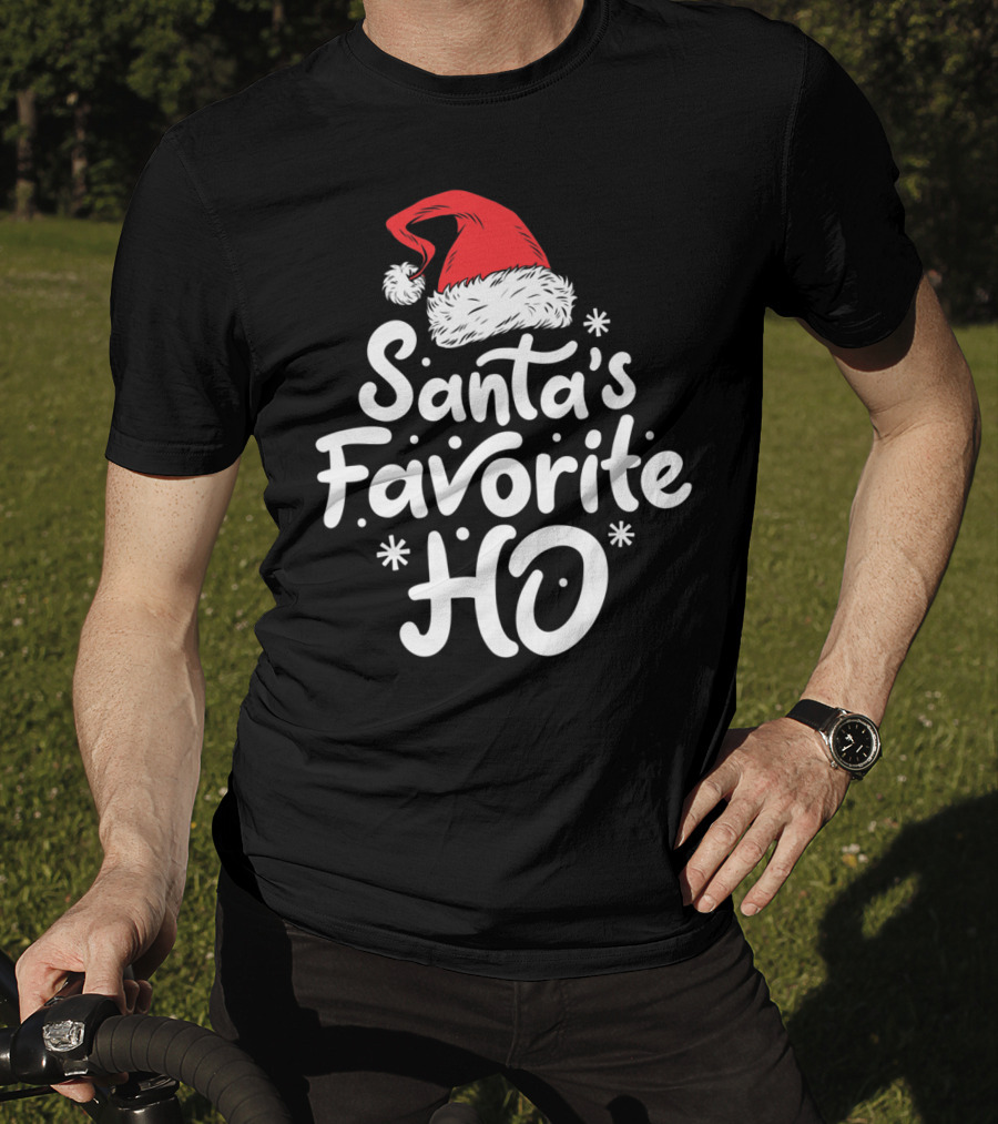 Santa's Favorite Ho Christmas Women Santa Hat T-Shirt