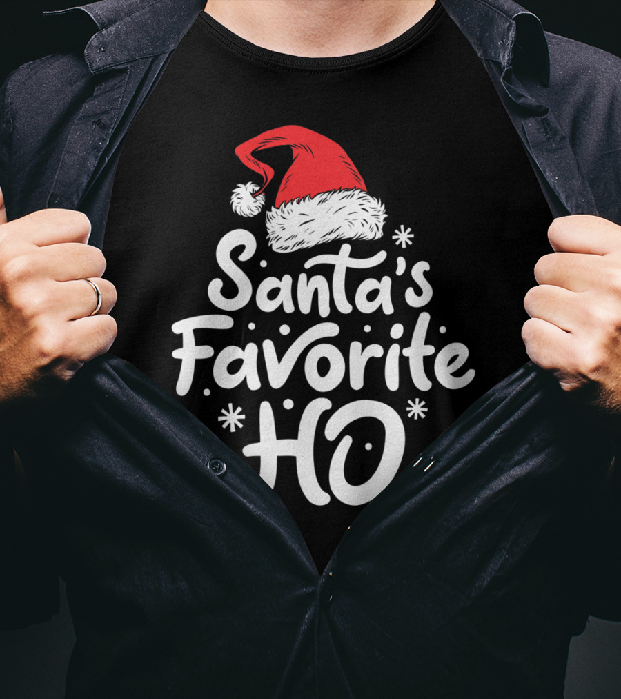 Santa's Favorite Ho Christmas Women Santa Hat T-Shirt