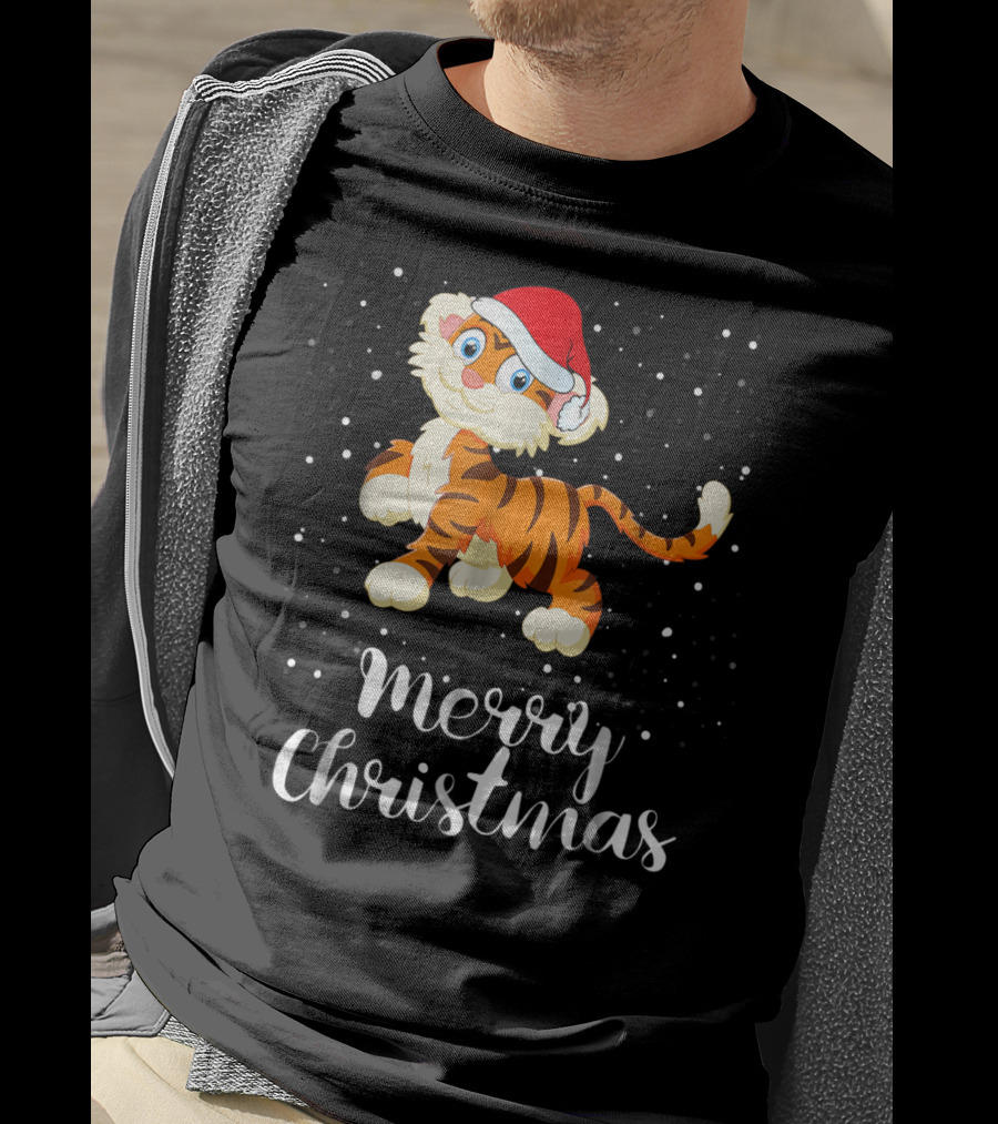 Merry Christmas Tiger Funny Christmas Matching Family Group T-Shirt