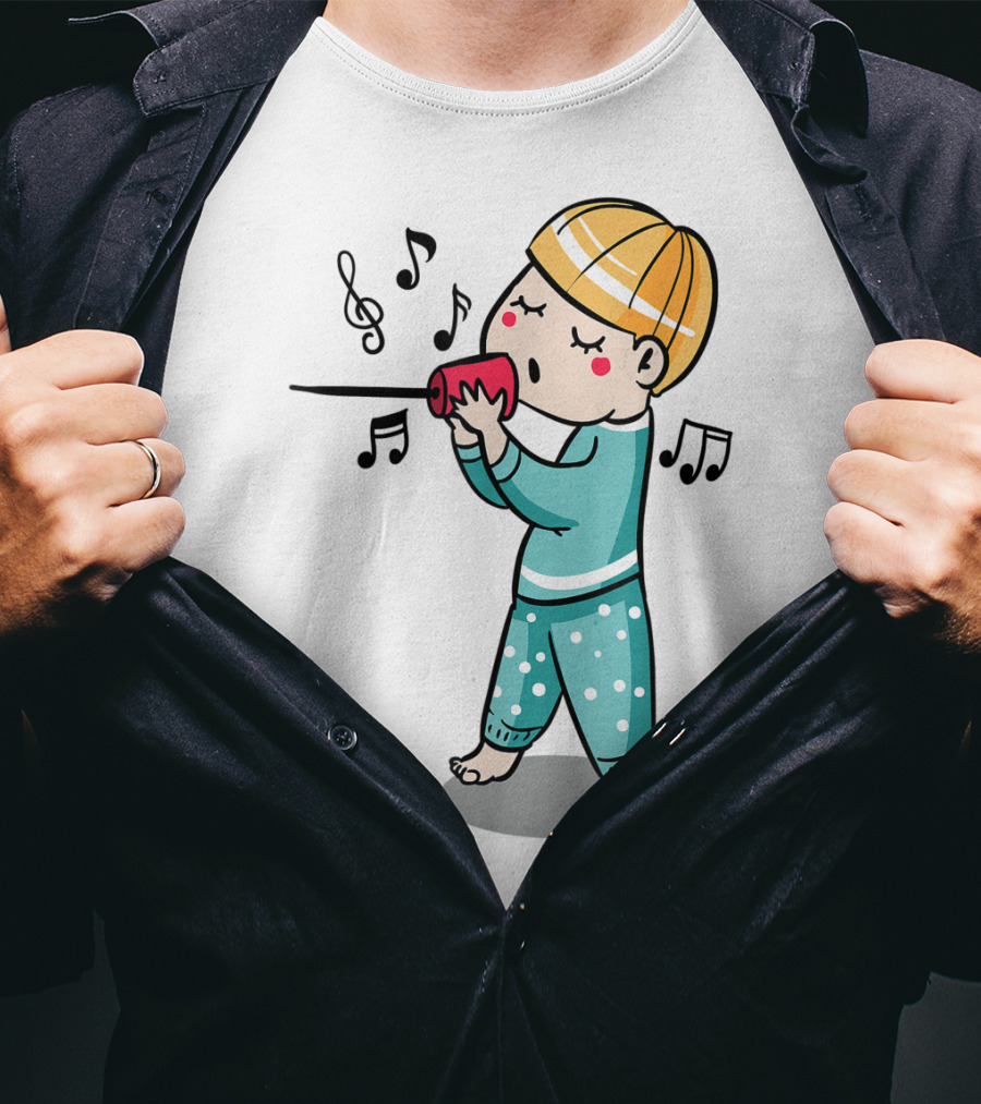 Valentines Couples Boy Her Him Girls Singing Music Notes T-Shirt