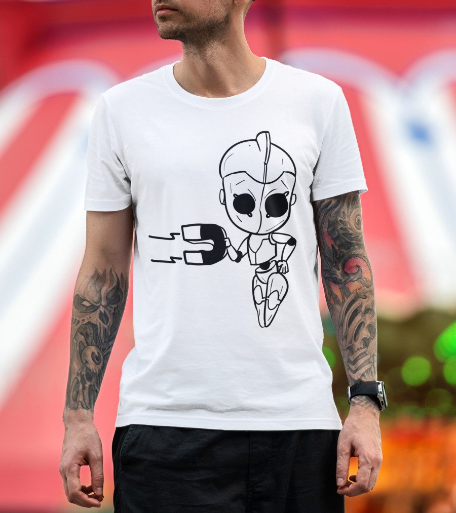 Valentines Couples Girl Her Him Girls Magnet Robot T-Shirt