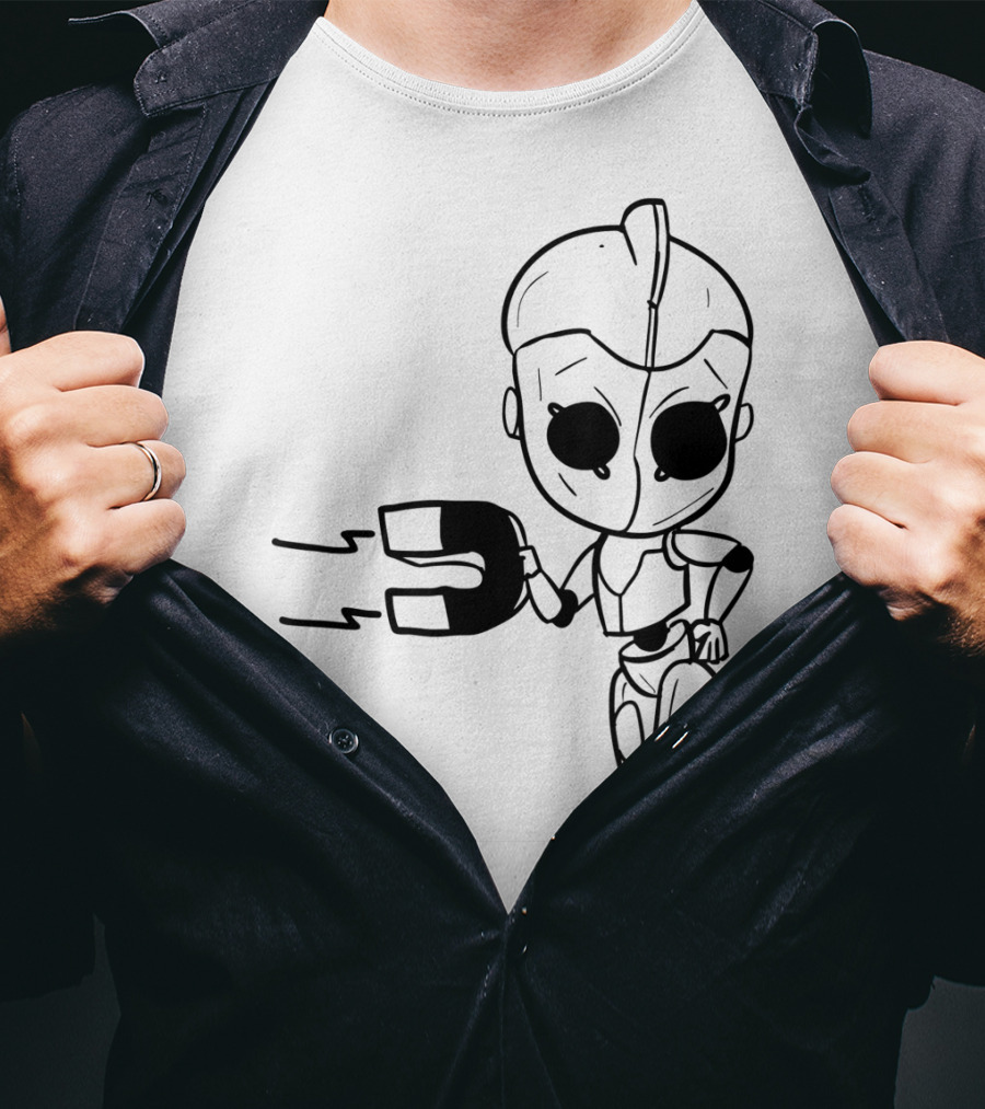 Valentines Couples Girl Her Him Girls Magnet Robot T-Shirt