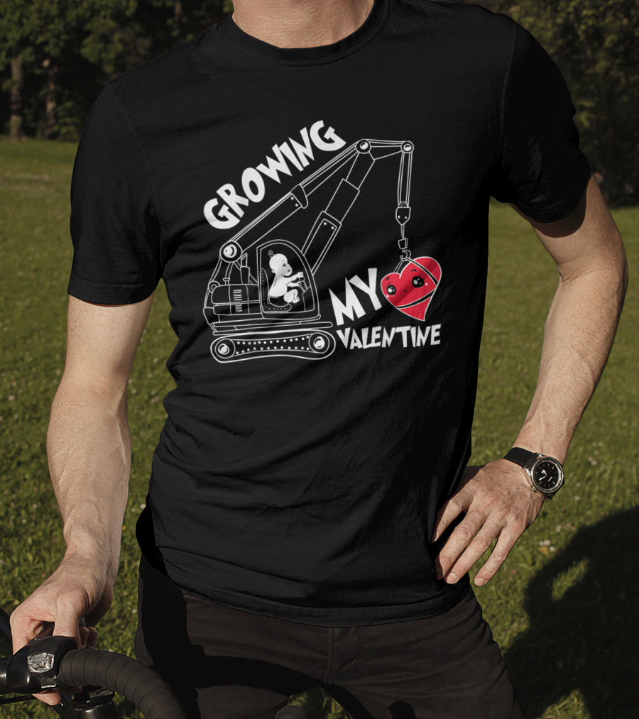 Growing My Valentine Valentine's Children Excavator Heart T-Shirt