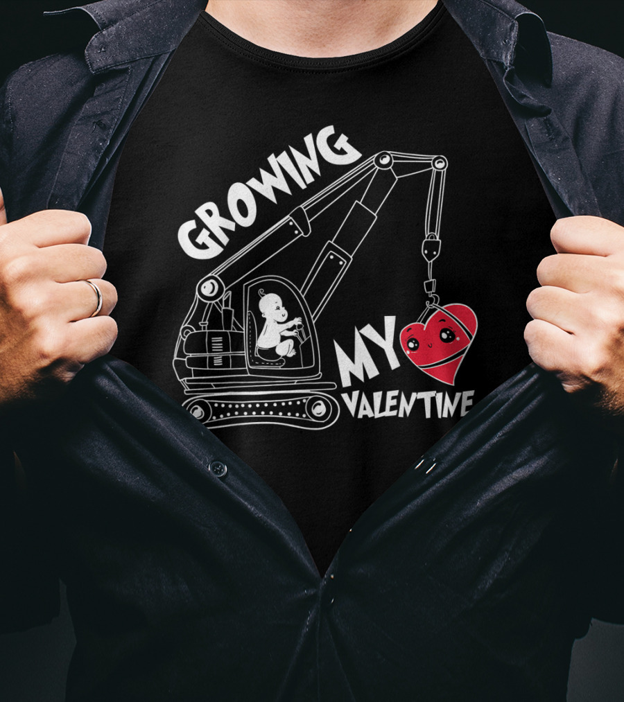 Growing My Valentine Valentine's Children Excavator Heart T-Shirt