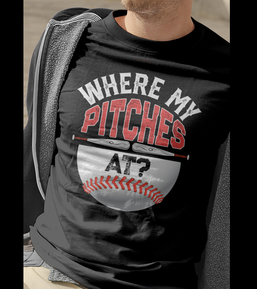 Where My Pitches At Baseball Kids11 Baseball T-Shirt