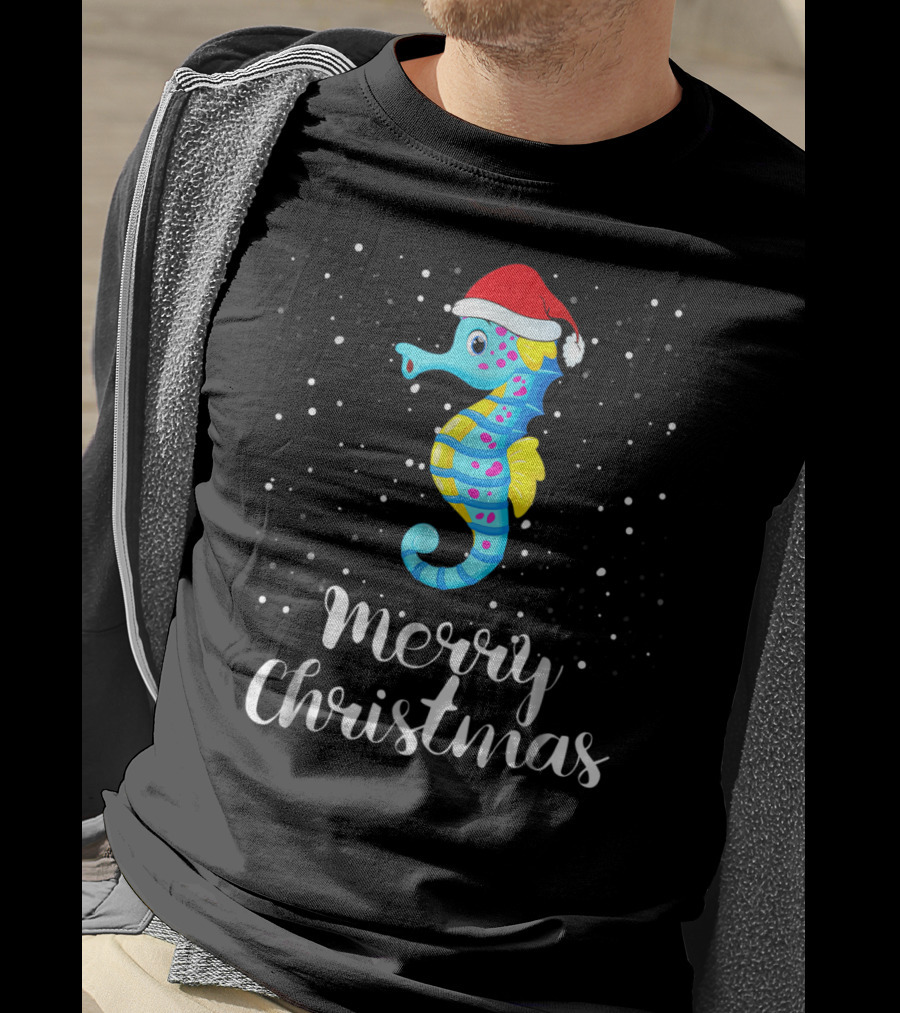 Merry Christmas Seahorse Family Group Matching T-Shirt