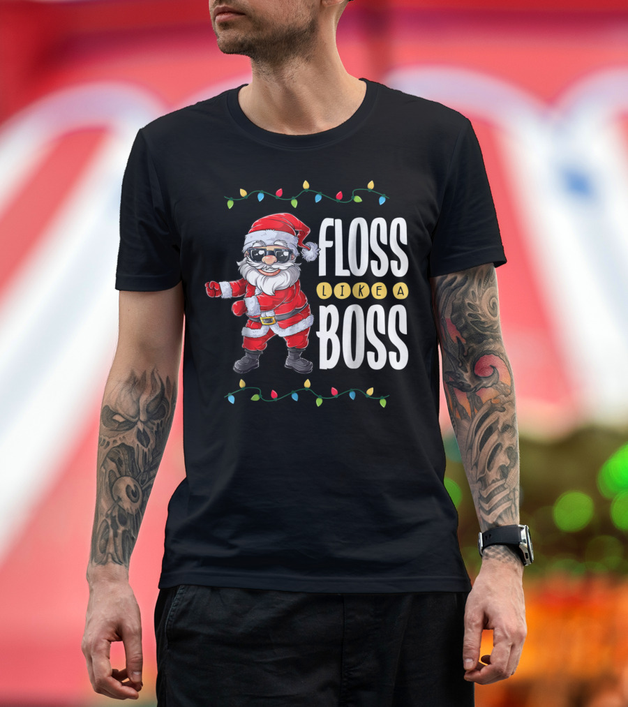 Christmas Santa Floss Like A Boss Flossing 8 Dance Lights T-Shirt