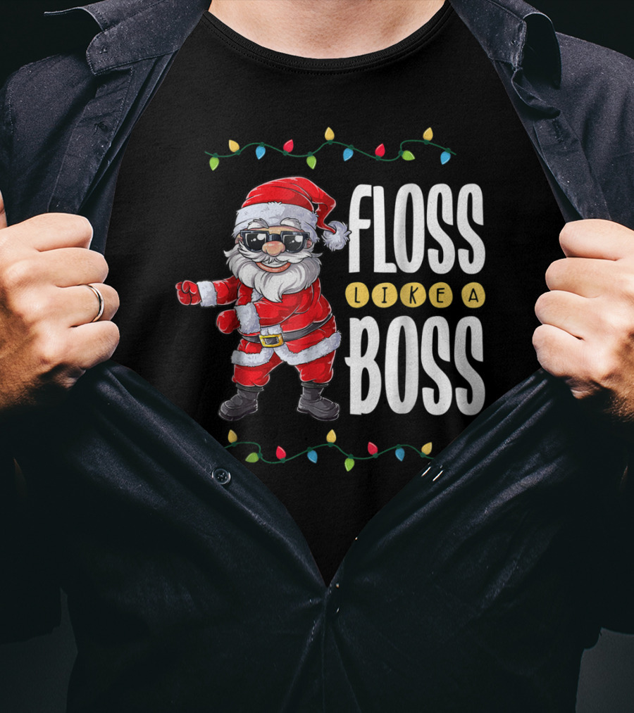 Christmas Santa Floss Like A Boss Flossing 8 Dance Lights T-Shirt