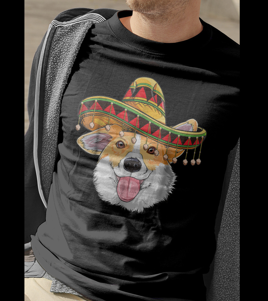 Cinco De Mayo Corgi Kids Boy Girl Sombrero Hat T-Shirt
