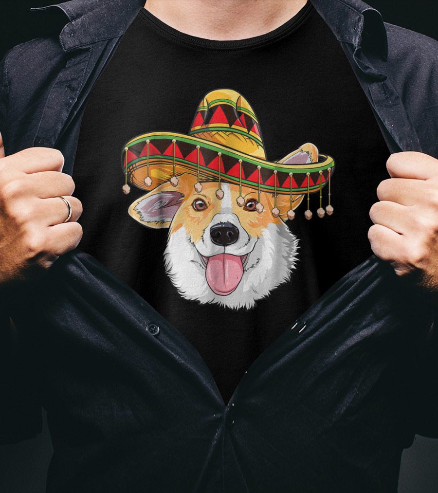 Cinco De Mayo Corgi Kids Boy Girl Sombrero Hat T-Shirt