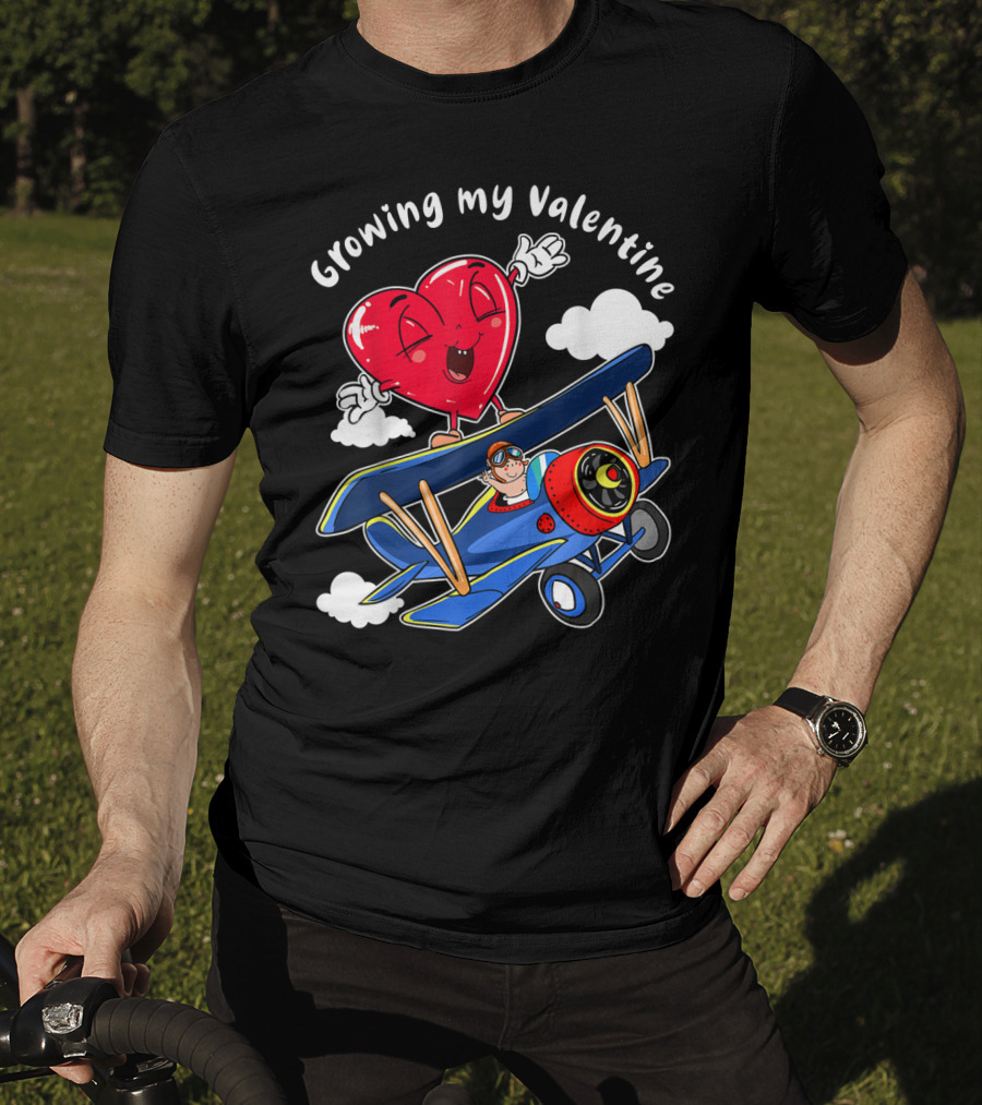 Growing My Valentine Cute Airplane Heart7 For Child Baby T-Shirt