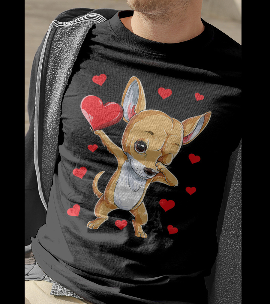 Dabbing Chihuahua Valentines Day Dog Lover Heart Boys4 T-Shirt