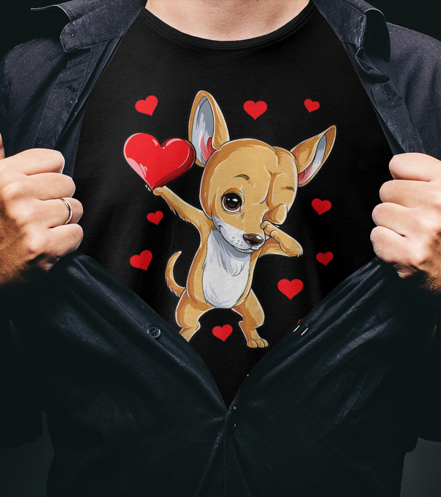 Dabbing Chihuahua Valentines Day Dog Lover Heart Boys4 T-Shirt